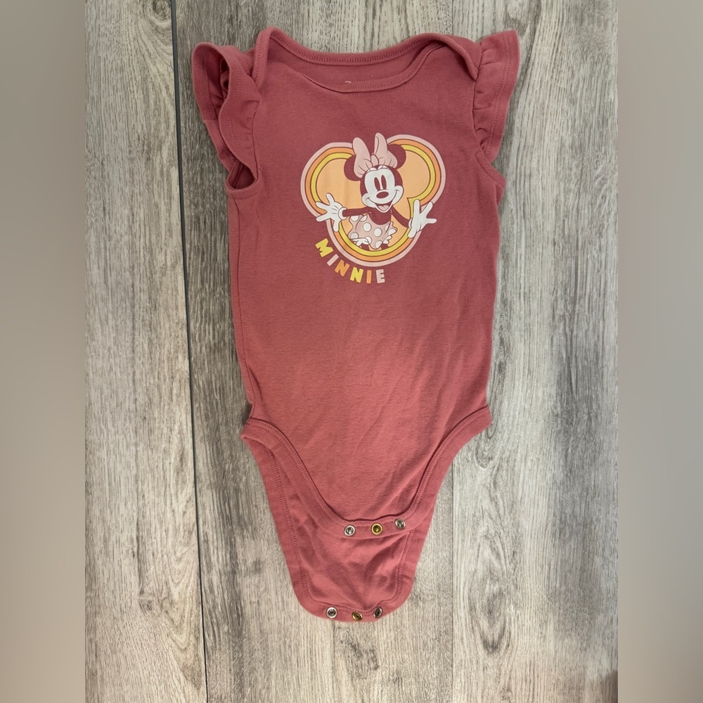Jumping Beans Pink Ruffled Bodysuit with Minnie Mouse  Graphic